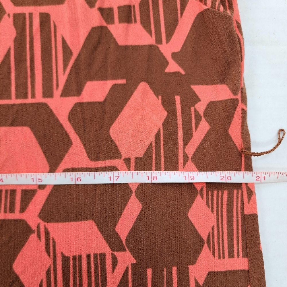 Attention Brown & Coral Geometric Stretch Sheath Dress - Picture 8 of 11